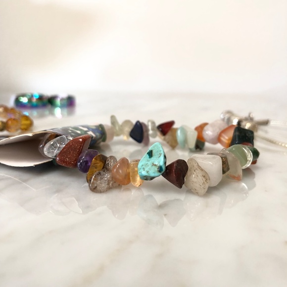 Lot of 5 Mixed Jewelry Gemstone Glass Bead KITTY Bracelets Stainless Steel Rings - Picture 5 of 10